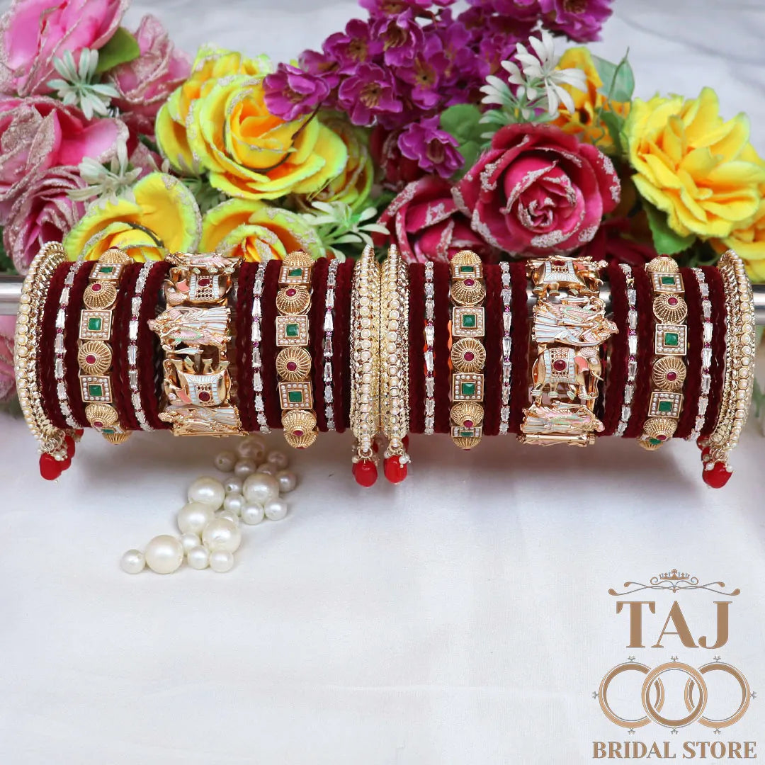 Wedding Bangles Set With Beautiful Radha Krishna Design Kada