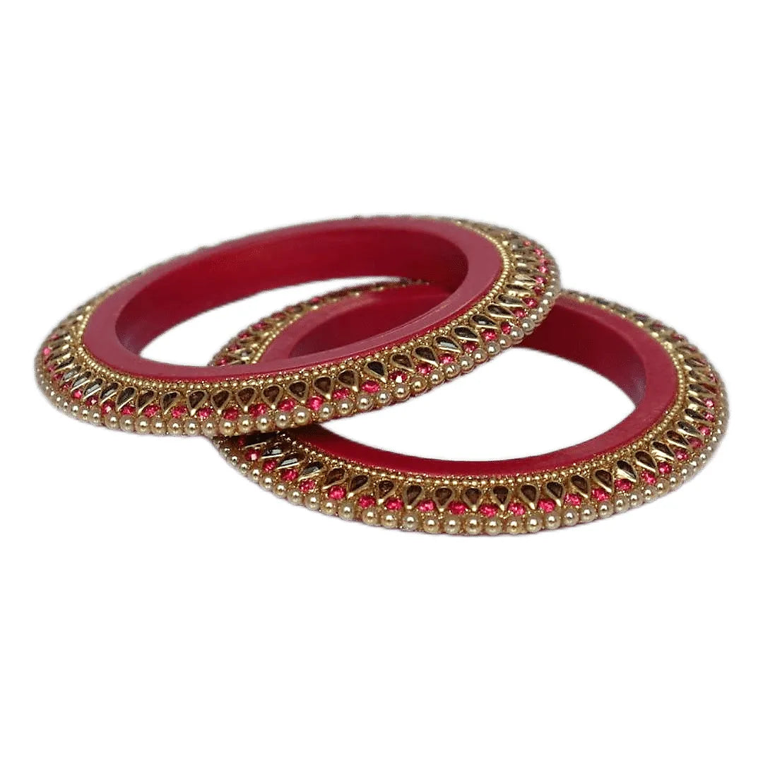 Best Rajwadi Lakh Bangadi with Kundan Design (Pack of 2)