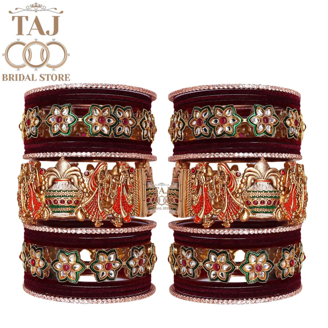 Most Tranding Wedding Bangles Set With Beautiful Dulha Dulhan Design Kada