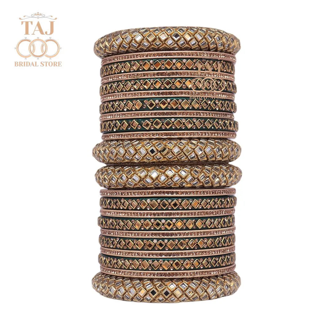 Lac Bangles for Bride with Beautiful Kundan Design Taj Bridal Store