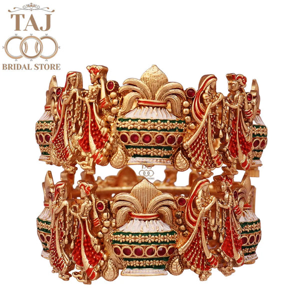 Rajwadi Metal Kada With Beautiful New Dulha Dulhan Design (Pack of 2)