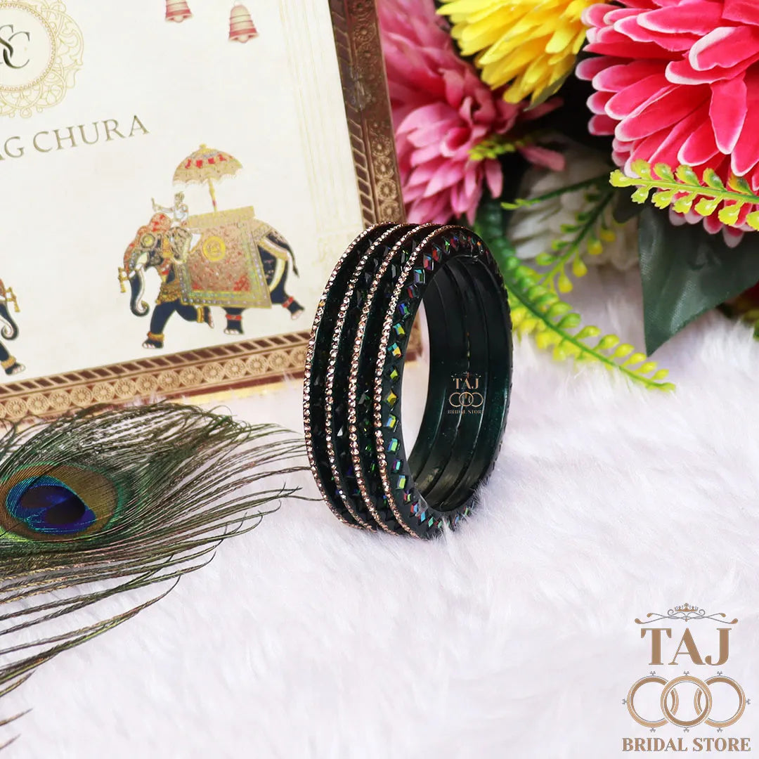Rajasthani Fancy Lac Kada Bangles in Latest Kundan Rhinestones Design