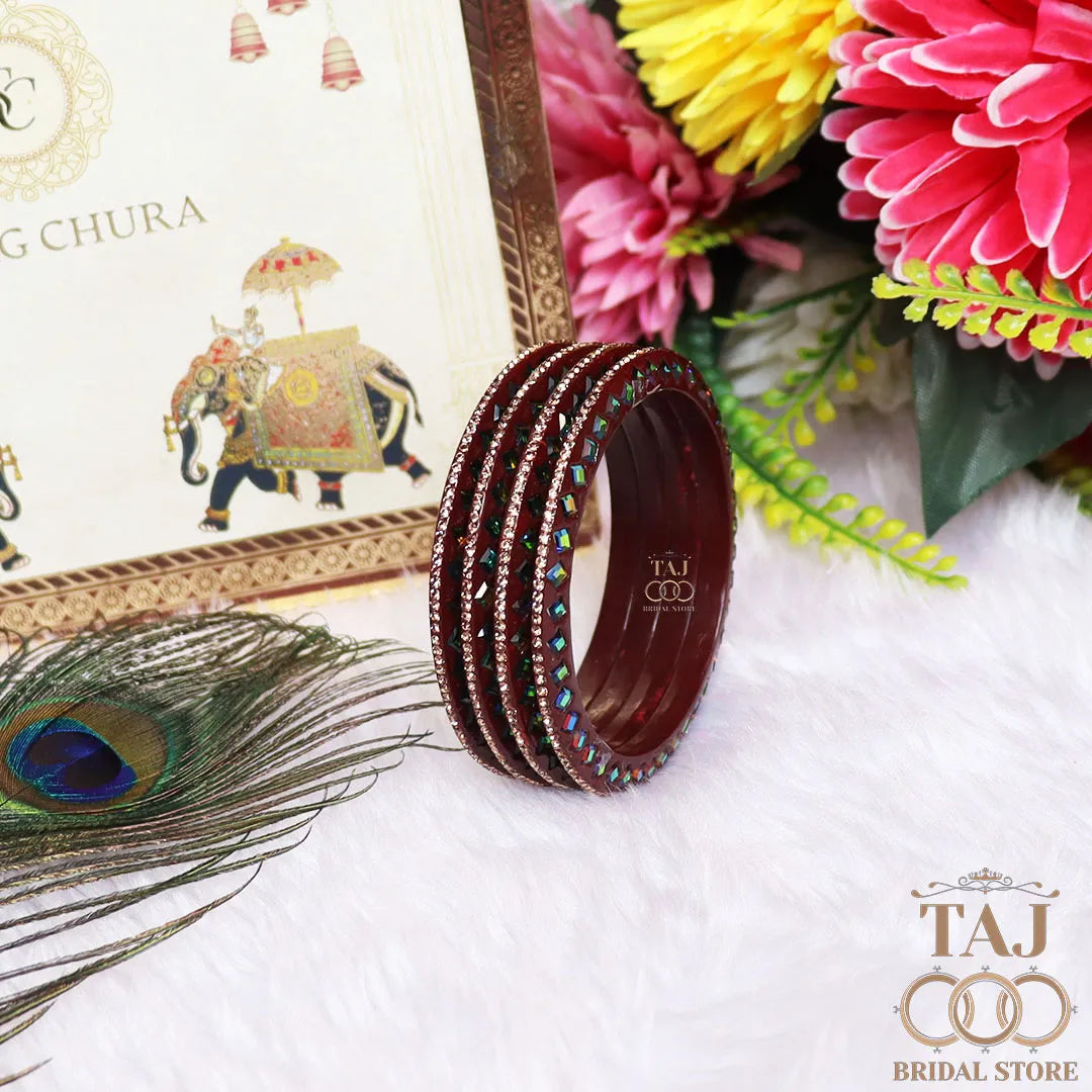 Rajasthani Fancy Lac Kada Bangles in Latest Kundan Rhinestones Design