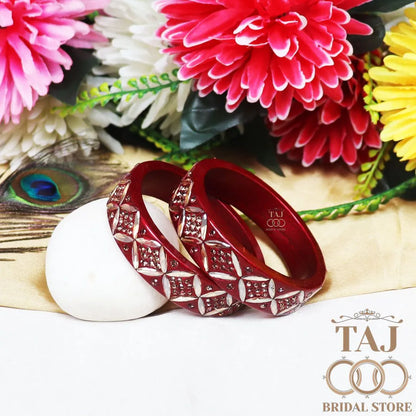 Traditional Rajasthani Lac Kada Bangles with Kundan and Rhinestones