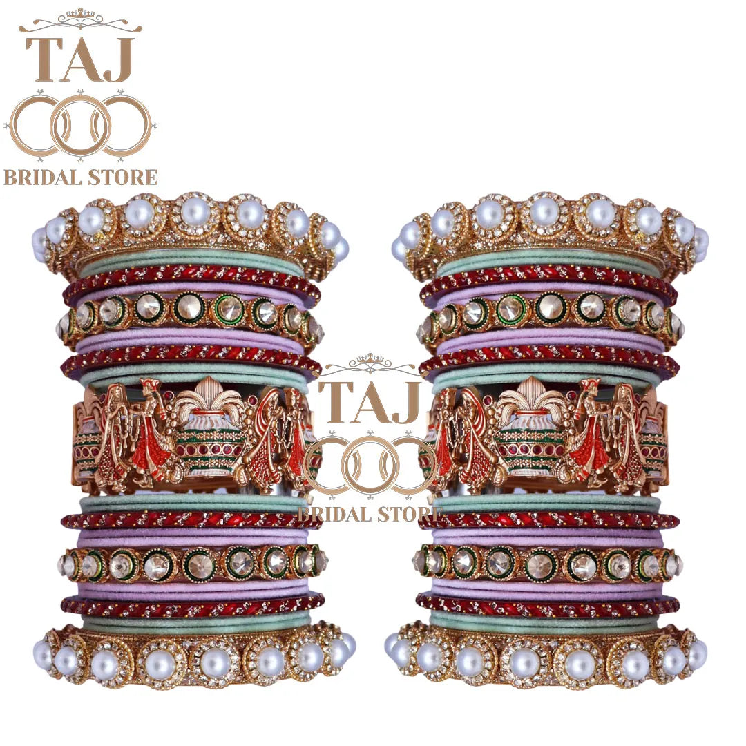 Traditional Wedding Choora Set With Beautiful Dulha Dulhan Design Metal Kada