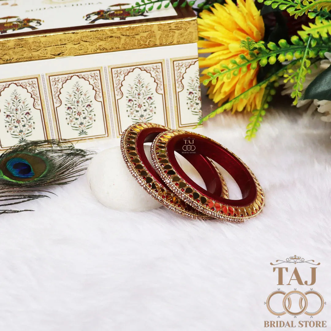 Traditional Rajasthani Lac Bangadi Set With Latest Mirror Design