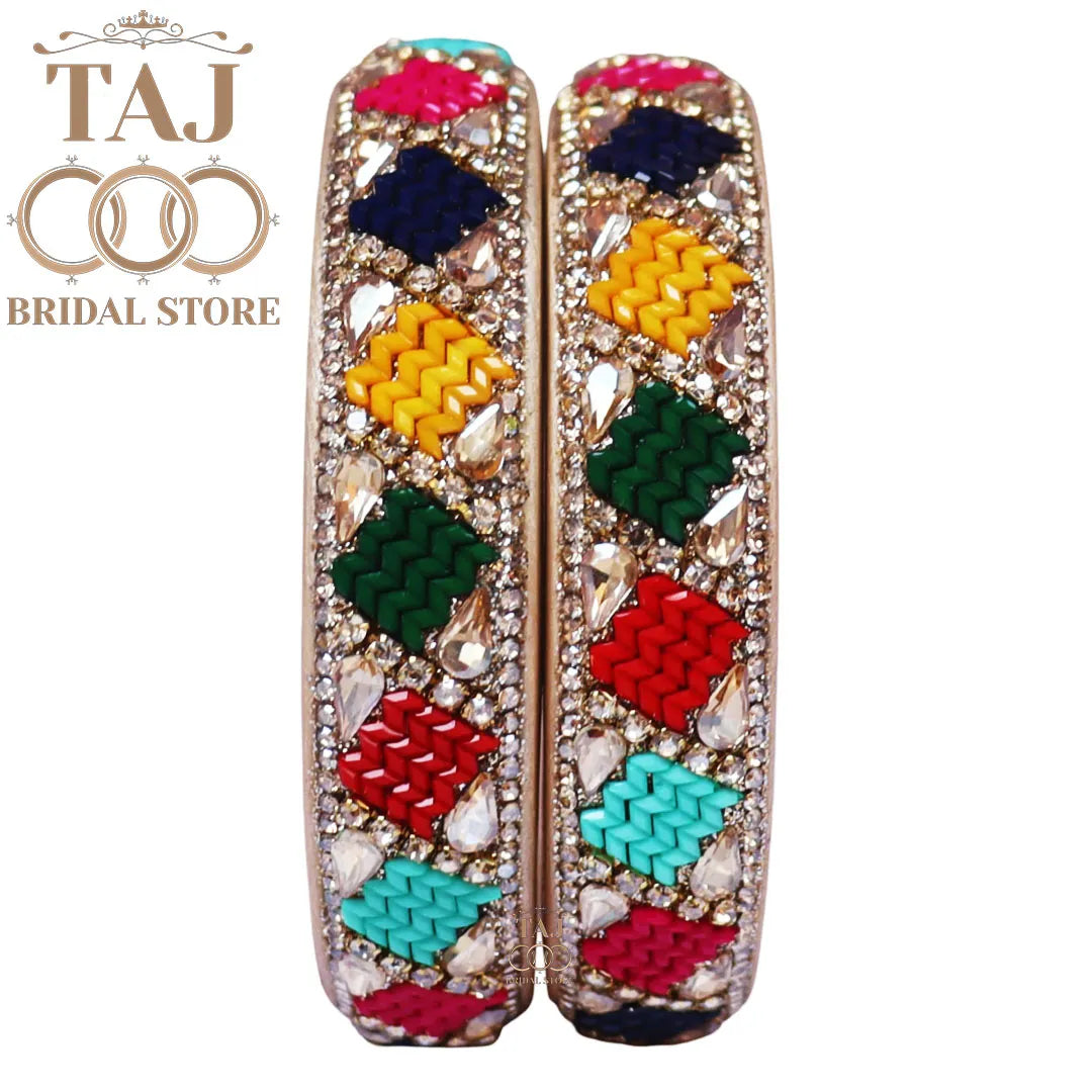 Jaipuri Kundan Lac Kada Set With Beautiful New Design (Set Of 2)