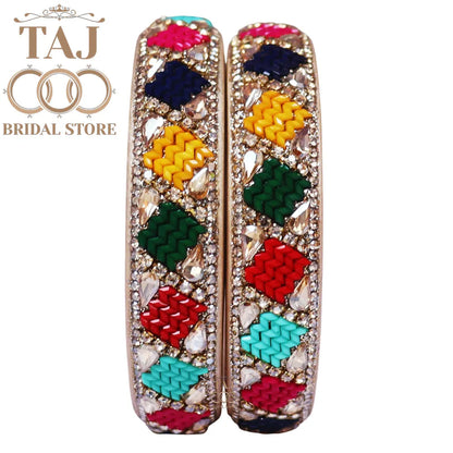 Jaipuri Kundan Lac Kada Set With Beautiful New Design (Set Of 2)