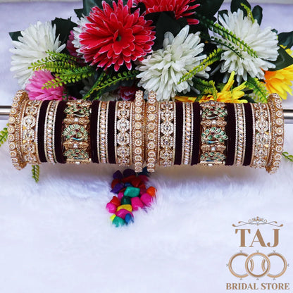 Royal Rajwadi Bridal Bangle Set with Beautiful Peacock Motifs