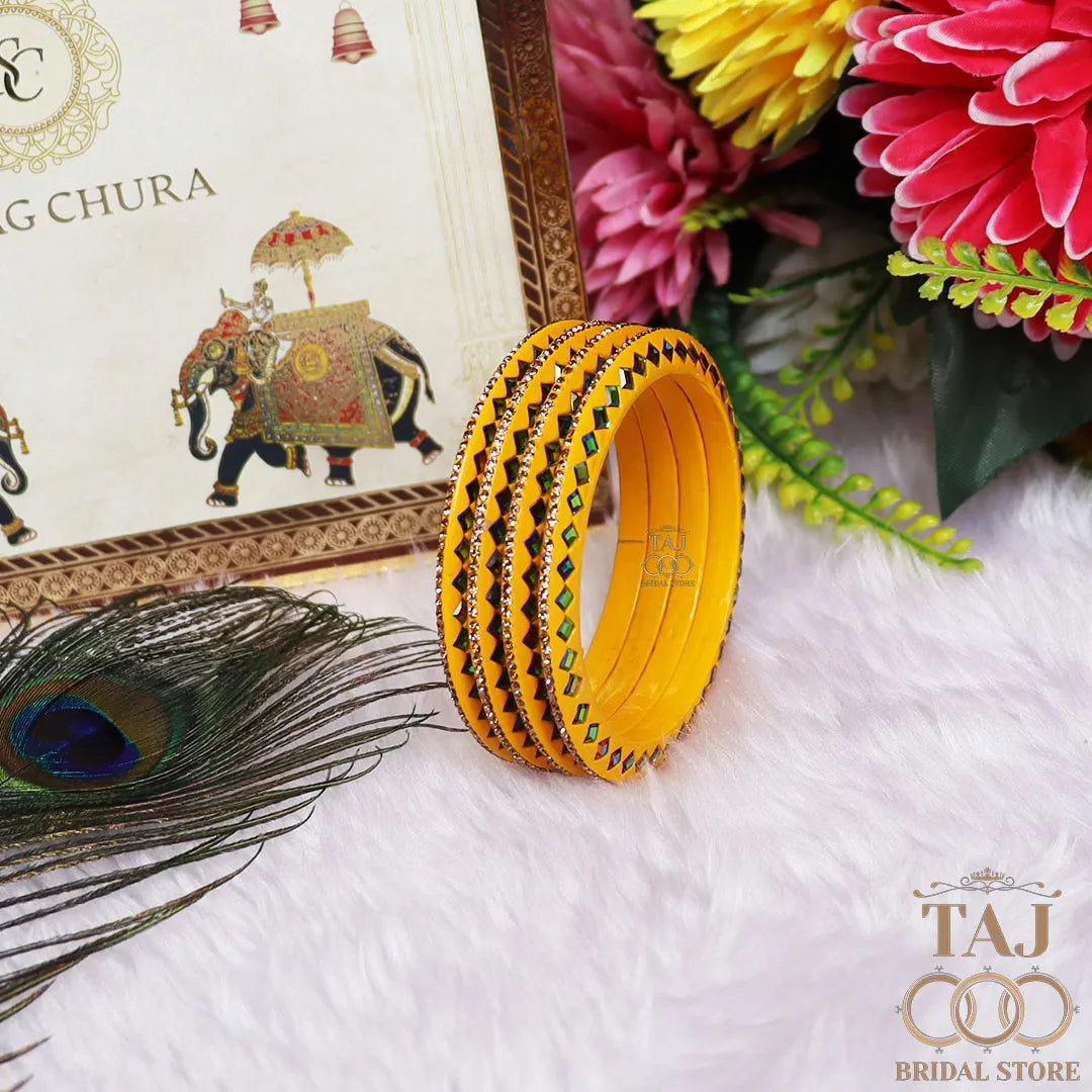 Rajasthani Fancy Lac Kada Bangles in Latest Kundan Rhinestones Design