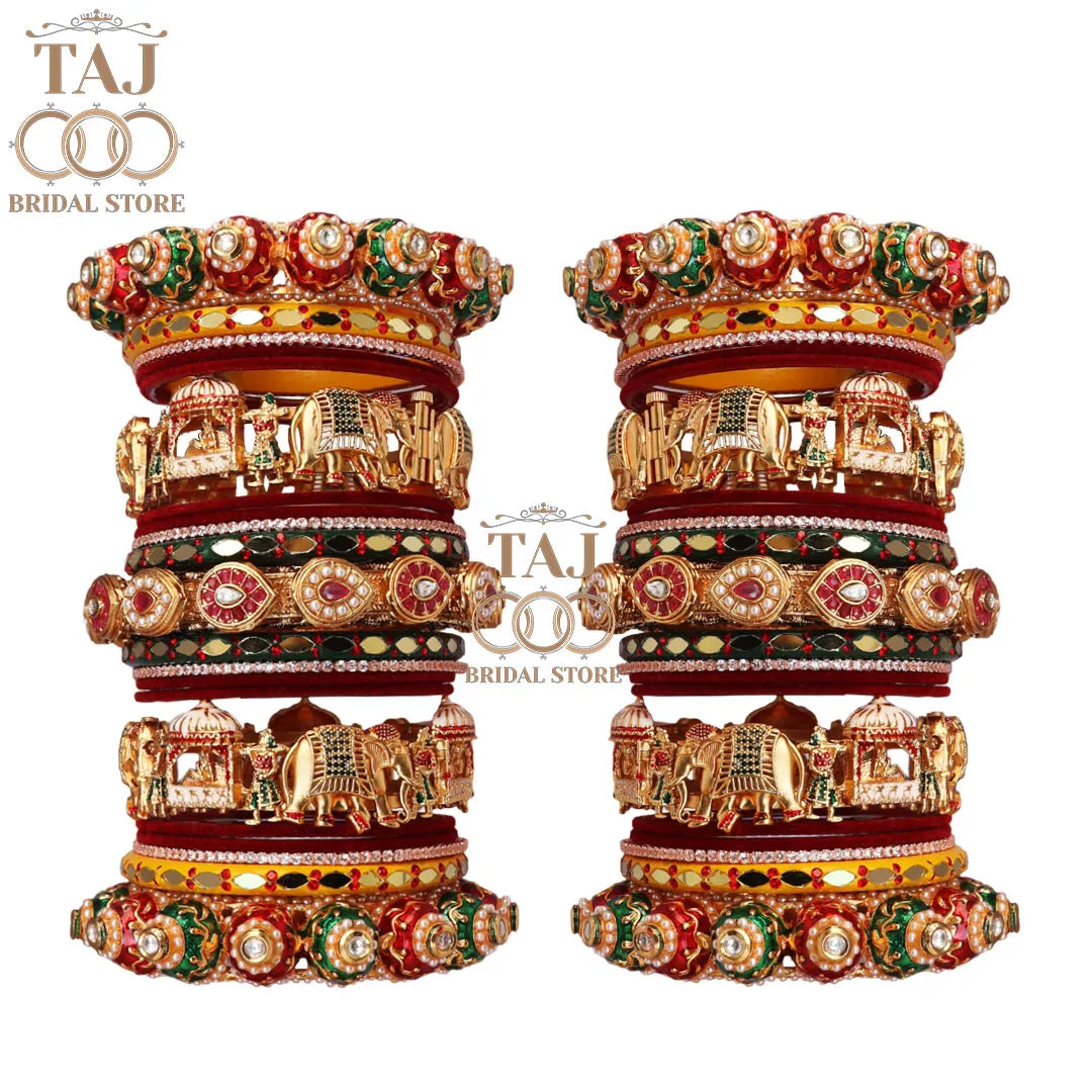 Traditional Wedding Chura Set With New Doli and Elephant Design Kada