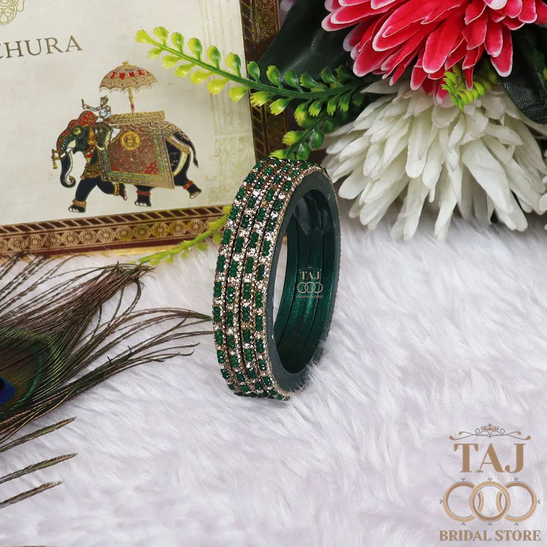 Handmade Lac Bangles For Women With Latest Rhinestones Design