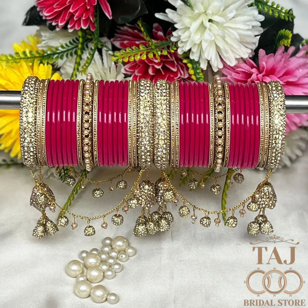 Exquisite Bridal Bangle Set with Cascading Chains