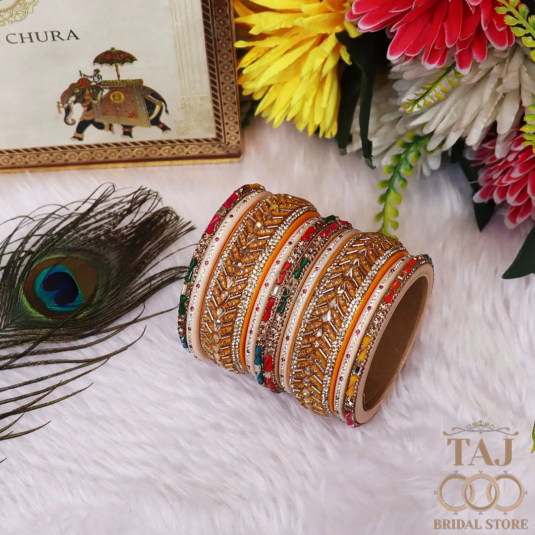 Women Lac Short Bangles Set With Latest Kundan Rhinestones Design