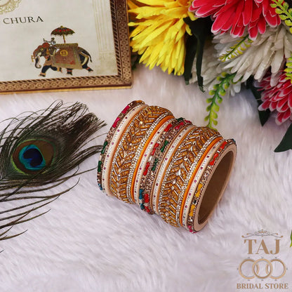 Women Lac Short Bangles Set With Latest Kundan Rhinestones Design