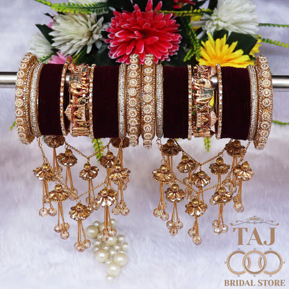 Rajwadi Wedding Bangle Set with Doli-Elephant and Twinkling Latkan