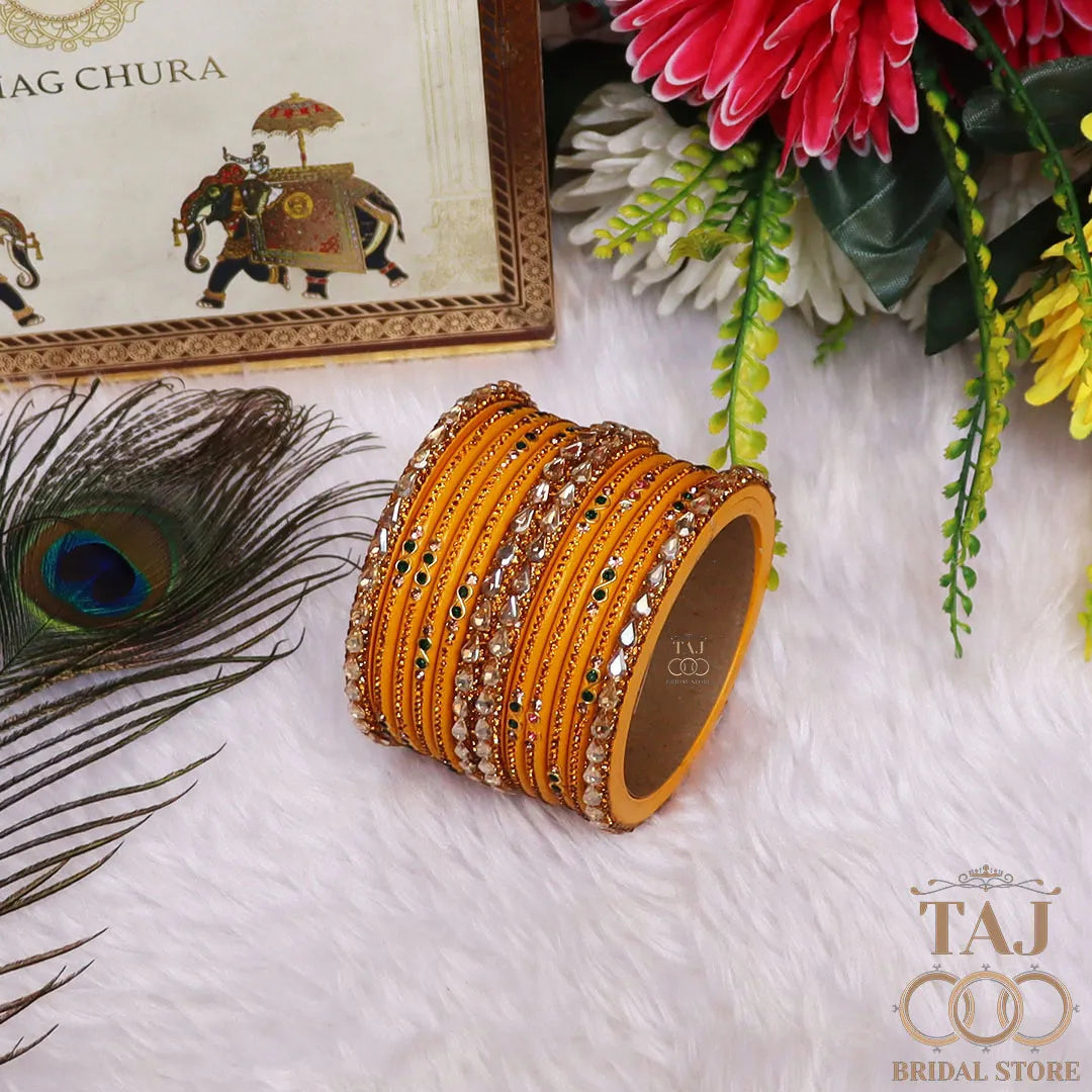 Rajasthani Short Lac Bangles Set With New Kundan Design