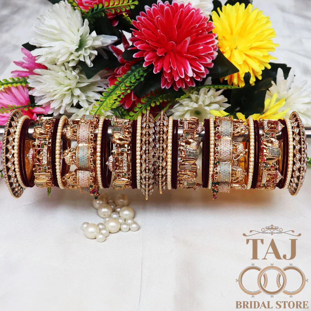 Exquisite Bridal Bangle Set with Meenakari Work