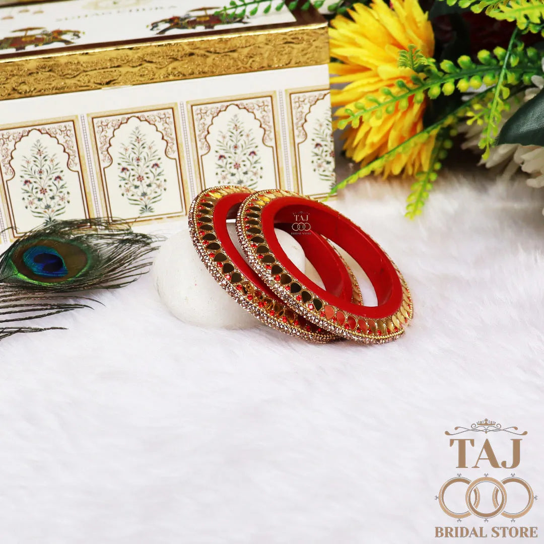 Traditional Rajasthani Lac Bangadi Set With Latest Mirror Design