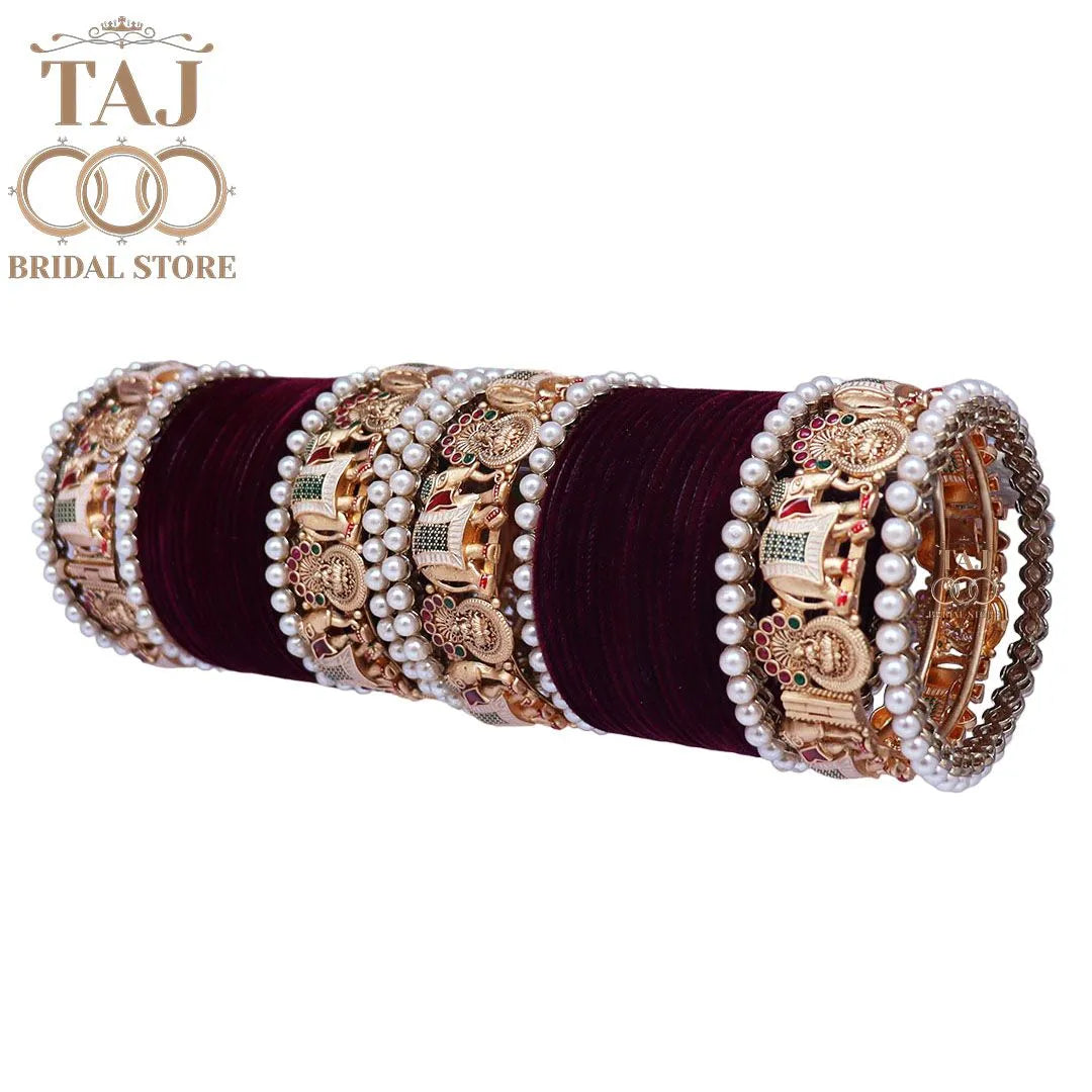 Rajwadi Bridal Chuda With Beautiful Latest Elephant Design Kada Taj Bridal Store