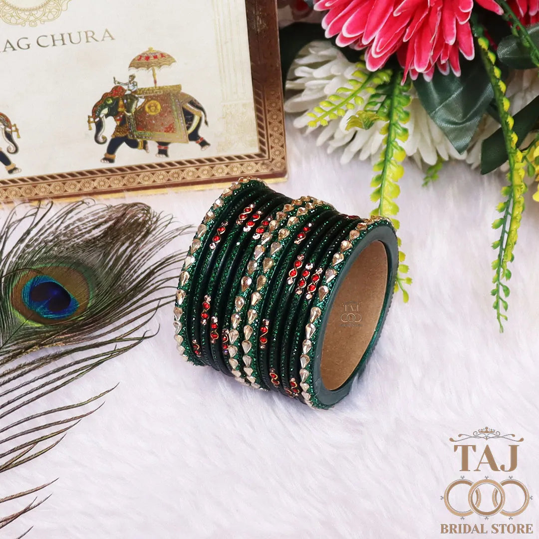 Rajasthani Short Lac Bangles Set With New Kundan Design