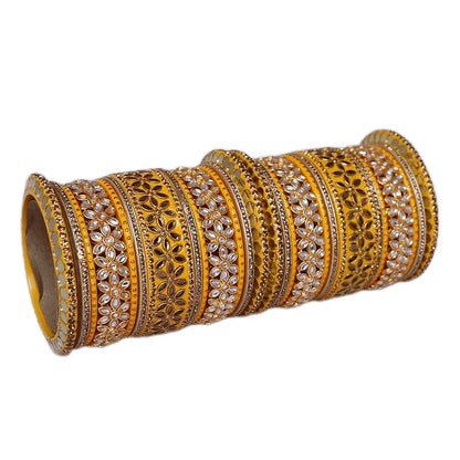 Lac Bangles with Beautiful Kundan Flower Design Taj Bridal Store