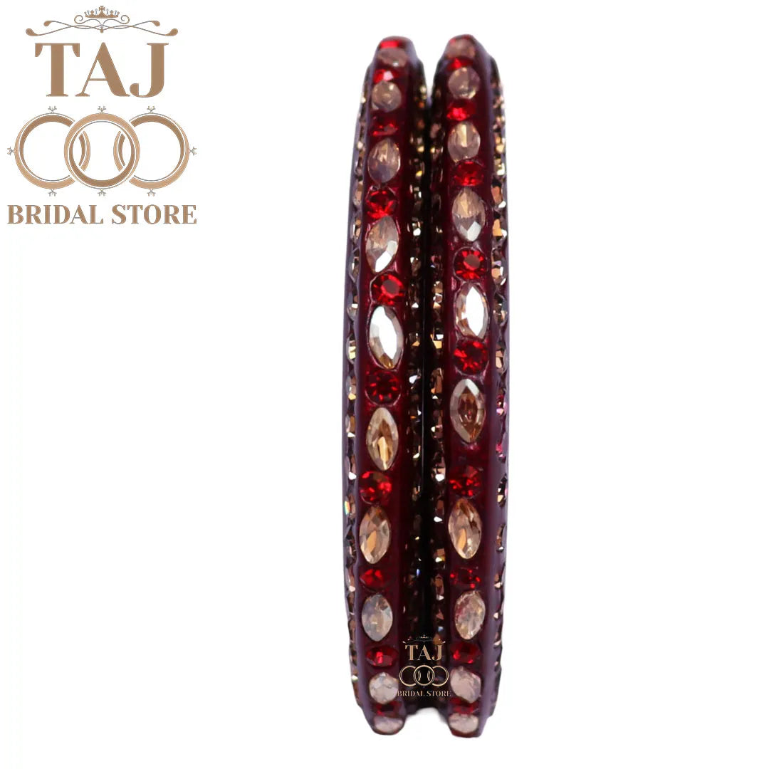 Lac Kundan Design Kada With Beautiful Kundan And Rhinestone Design (Set of 2)