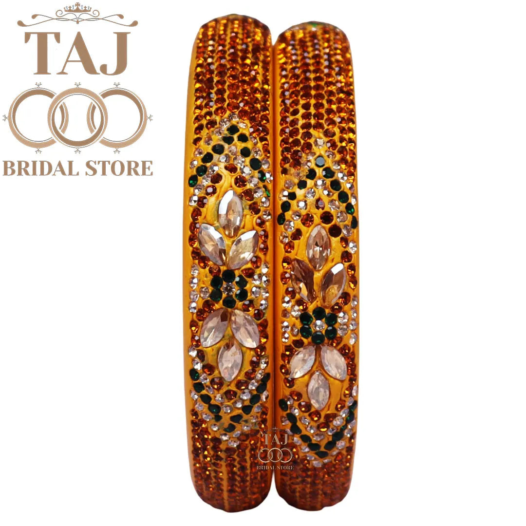 Jaipuri Designer Lac Kada Set With Beautiful Kundan Design (Set Of 2)