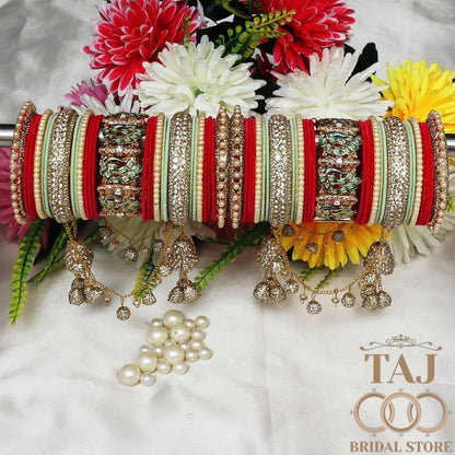 Latest Rajwadi Wedding Bangles Set With New Peacock and Latkan Design