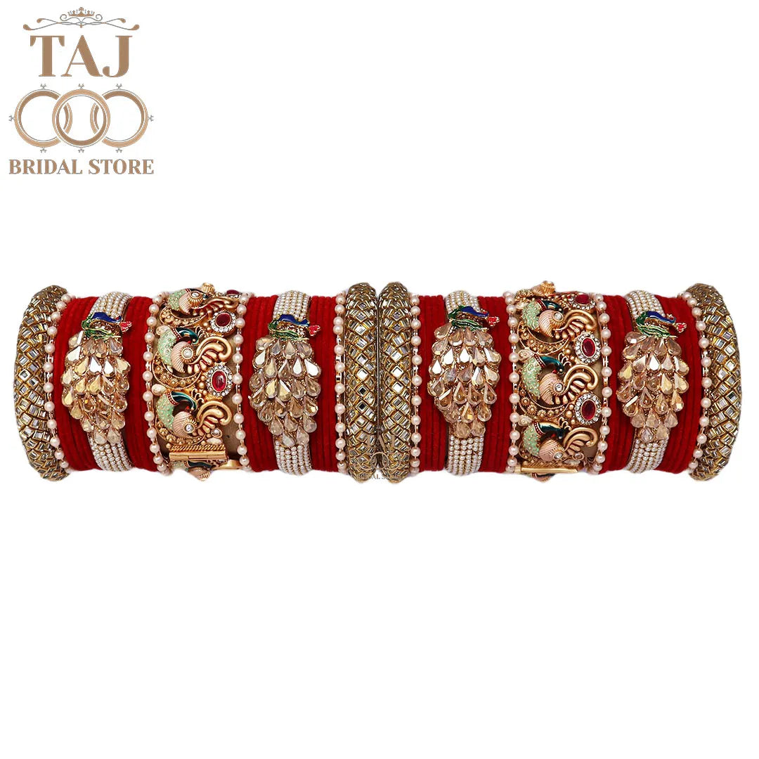 Wedding Bangle Set with Beautiful New Peacock Design Kada Taj Bridal Store