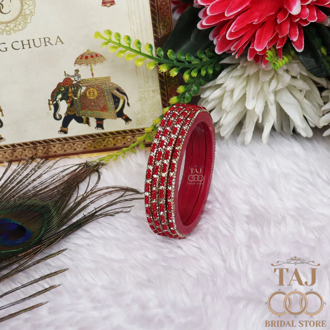 Handmade Lac Bangles For Women With Latest Rhinestones Design