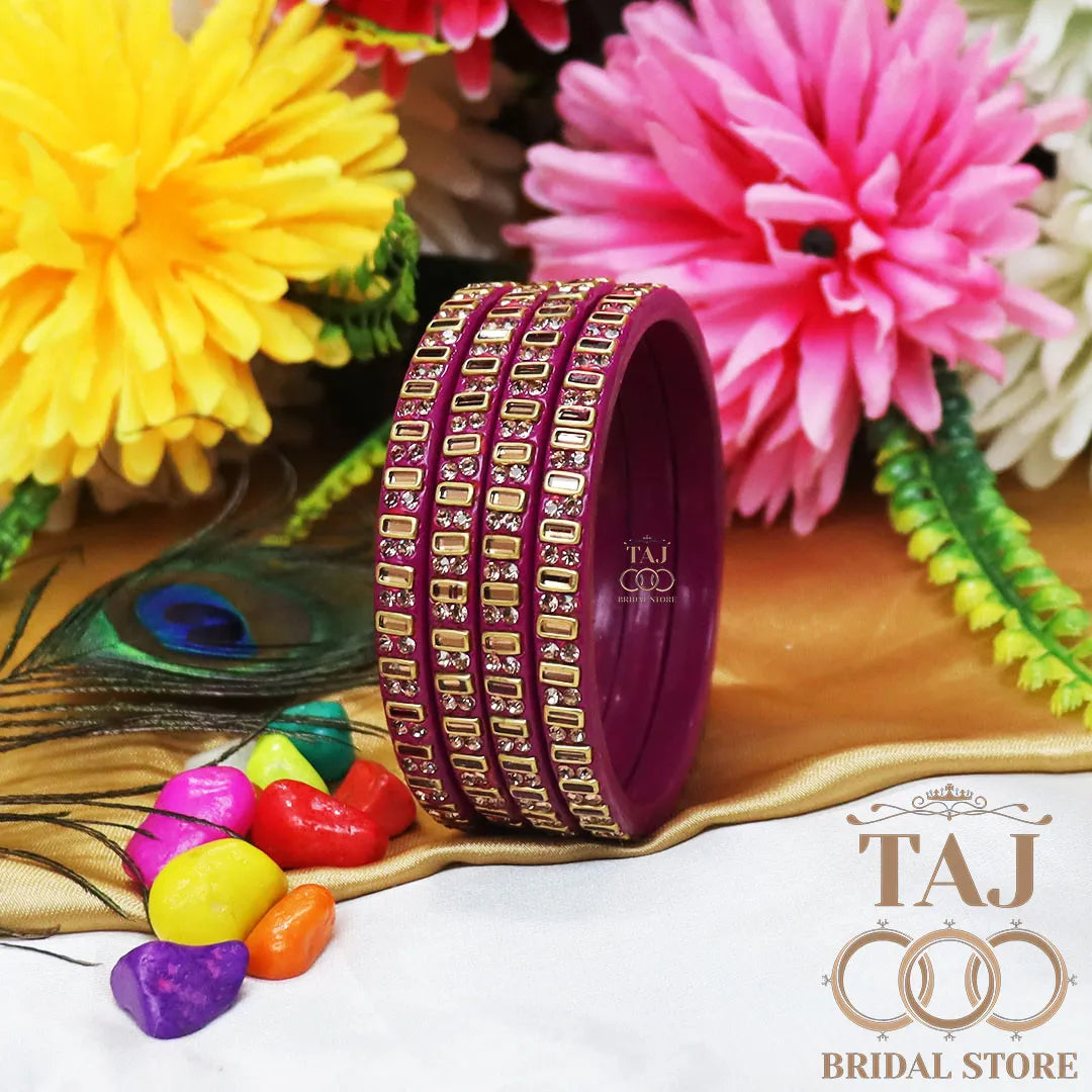 Kundan Lac Kada Bangles in Latest Design (Set of 4)