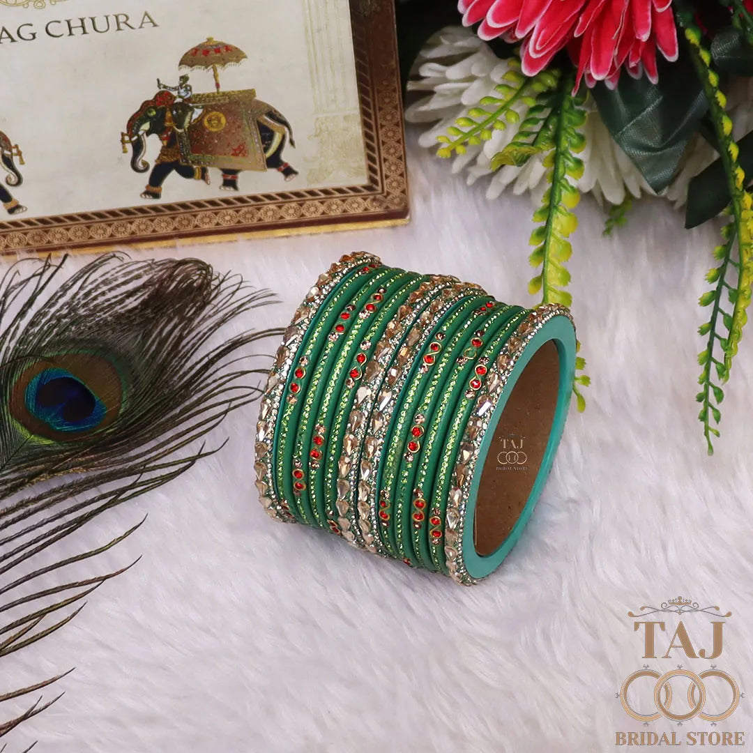 Rajasthani Short Lac Bangles Set With New Kundan Design