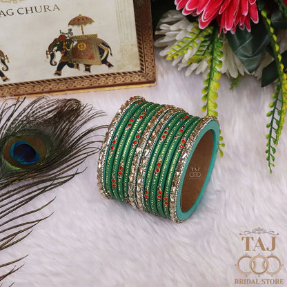 Rajasthani Short Lac Bangles Set With New Kundan Design