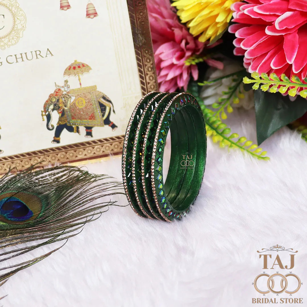 Rajasthani Fancy Lac Kada Bangles in Latest Kundan Rhinestones Design