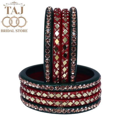Rajasthani Lac Bangles With Beautiful Mirror And Stone Design