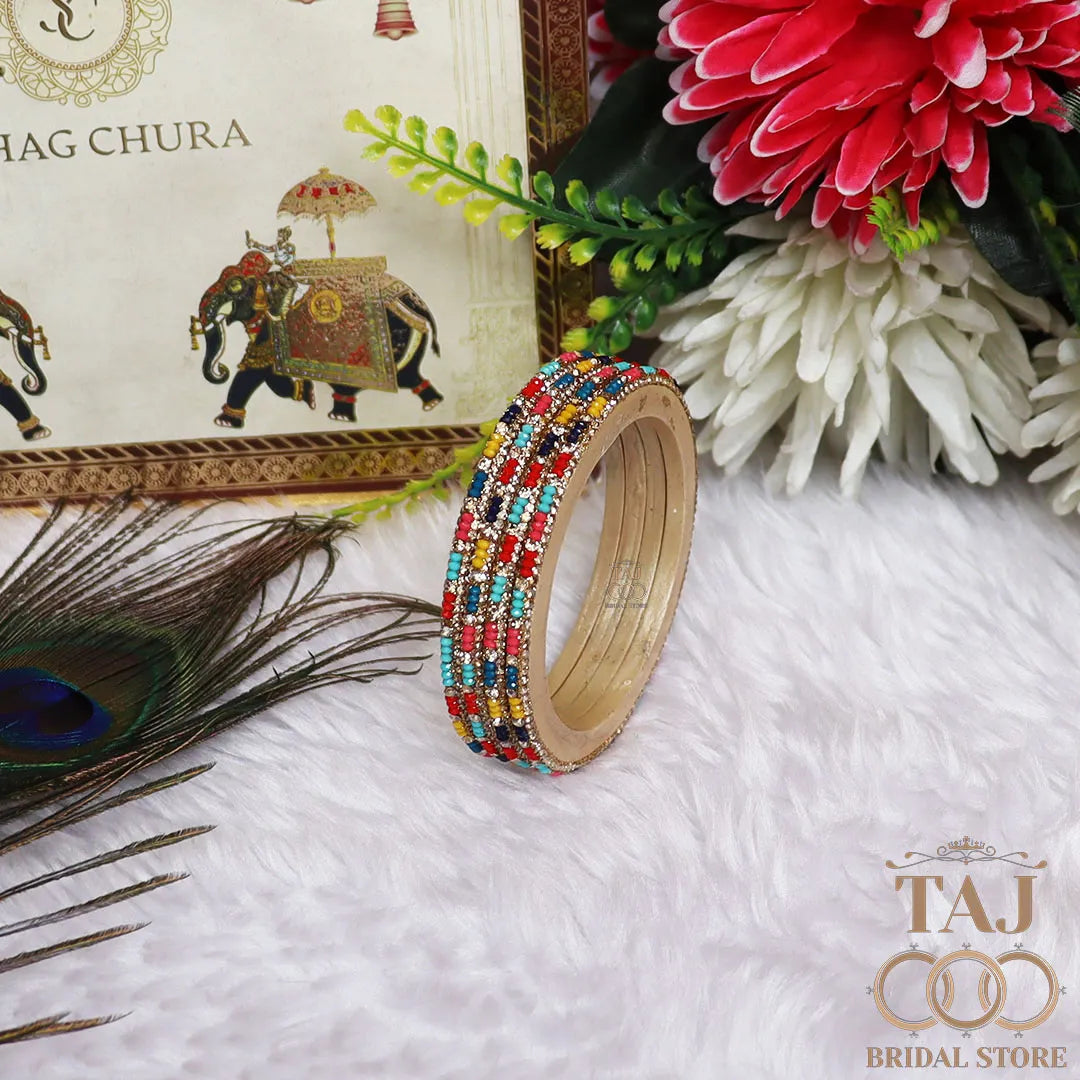 Handmade Lac Bangles For Women With Latest Rhinestones Design