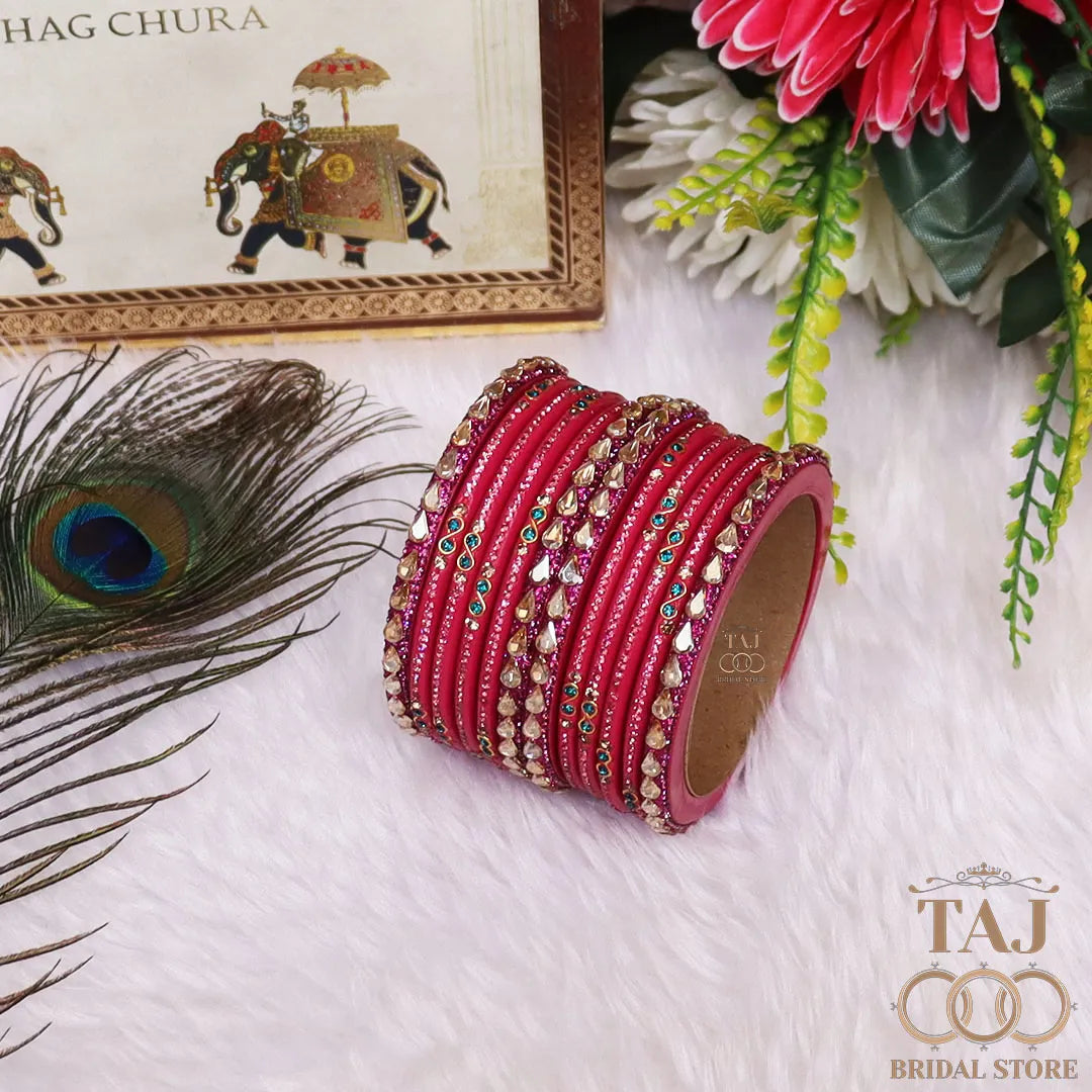 Rajasthani Short Lac Bangles Set With New Kundan Design