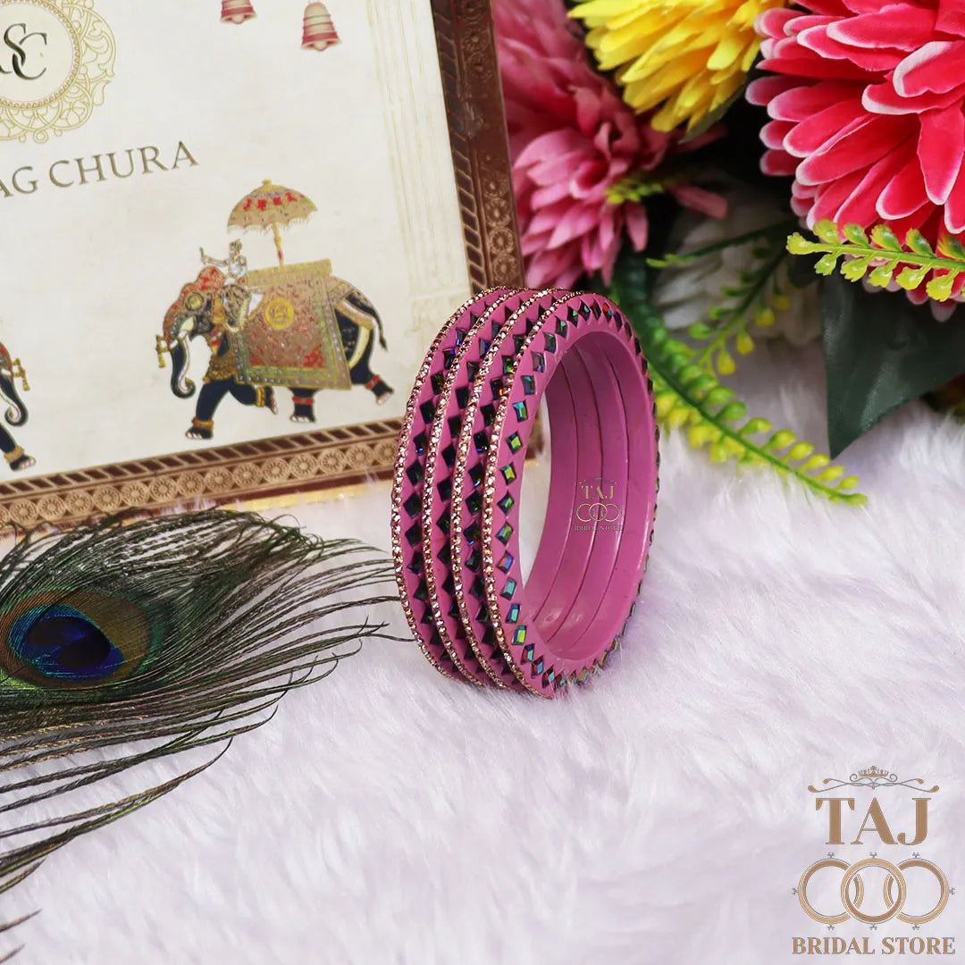 Rajasthani Fancy Lac Kada Bangles in Latest Kundan Rhinestones Design