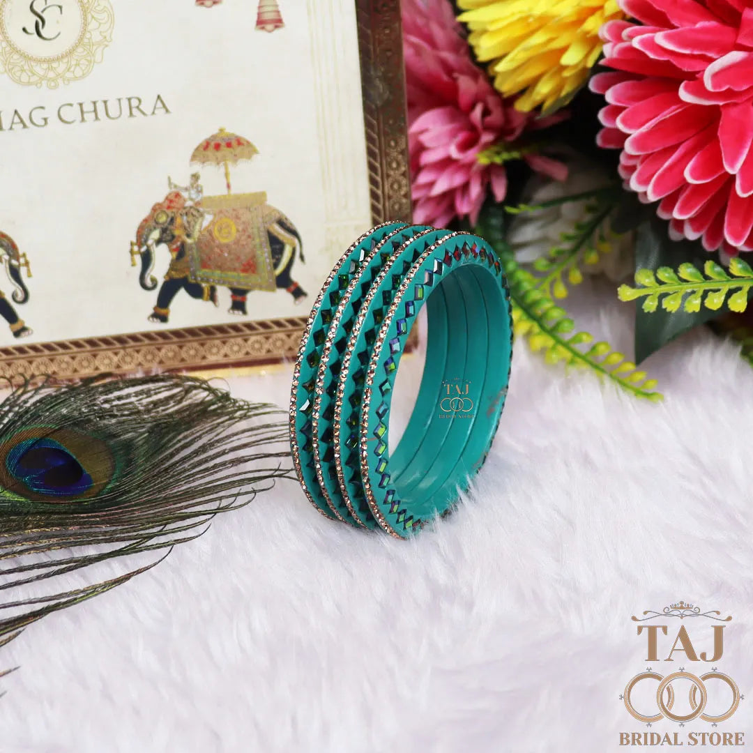 Rajasthani Fancy Lac Kada Bangles in Latest Kundan Rhinestones Design
