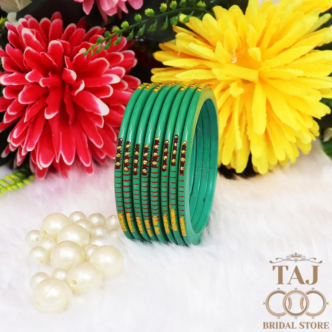 Rajasthani Plain Lac Bangles with Beautiful Handpaint Design