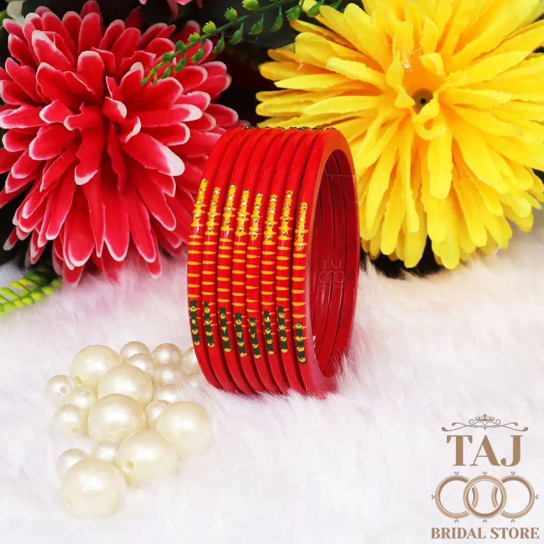 Rajasthani Plain Lac Bangles with Beautiful Handpaint Design