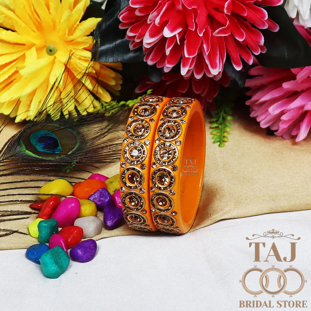 Elegant Lac Kada Bangles with Stunning Stones (Set of 2)