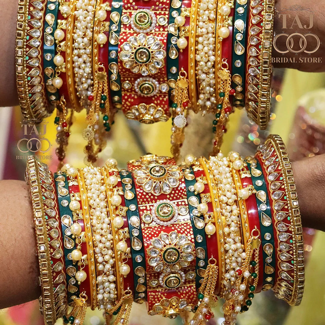 Rajwadi Wedding Chuda With Beautiful Chain Latkan Design
