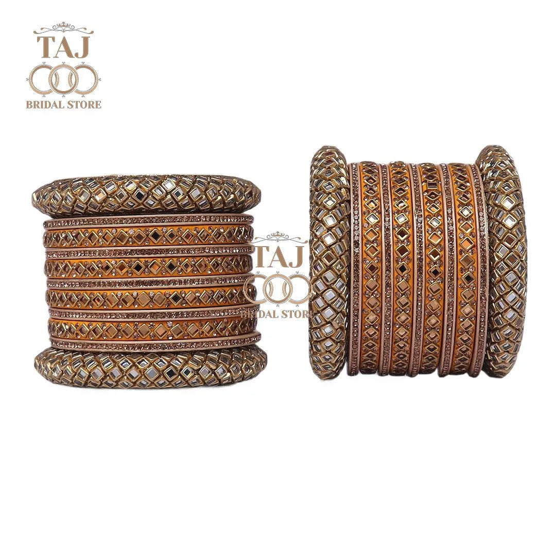 Lac Bangles for Bride with Beautiful Kundan Design Taj Bridal Store