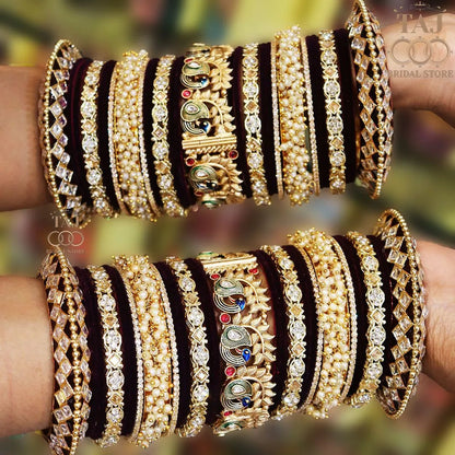 Rajasthani Rajwadi Wedding Bangles Set in Beautiful Peacock Design