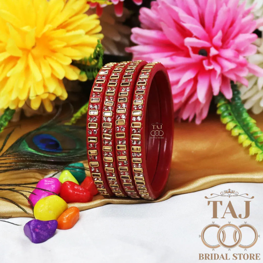 Kundan Lac Kada Bangles in Latest Design (Set of 4)