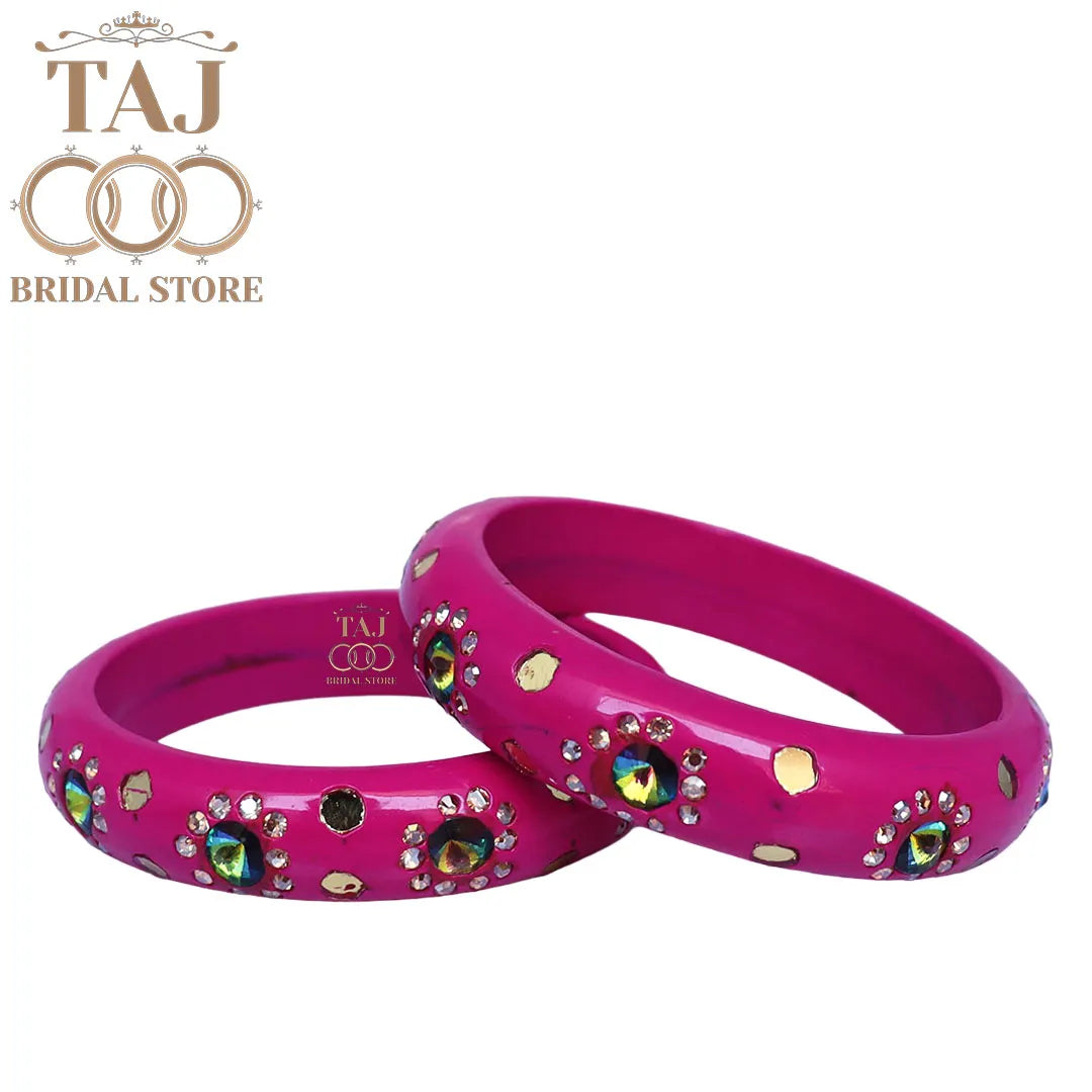 Lac Kada With Beautiful Rhinestone Design (Pack of 2)