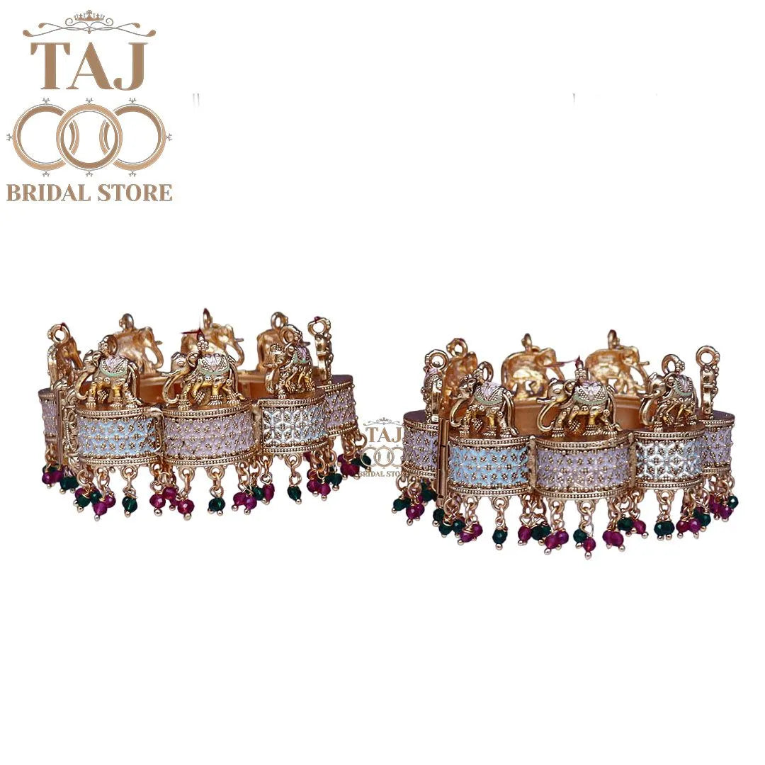Rajwadi Metal Kada With Beautiful Latest Elephant Design (Pack of 2) Taj Bridal Store