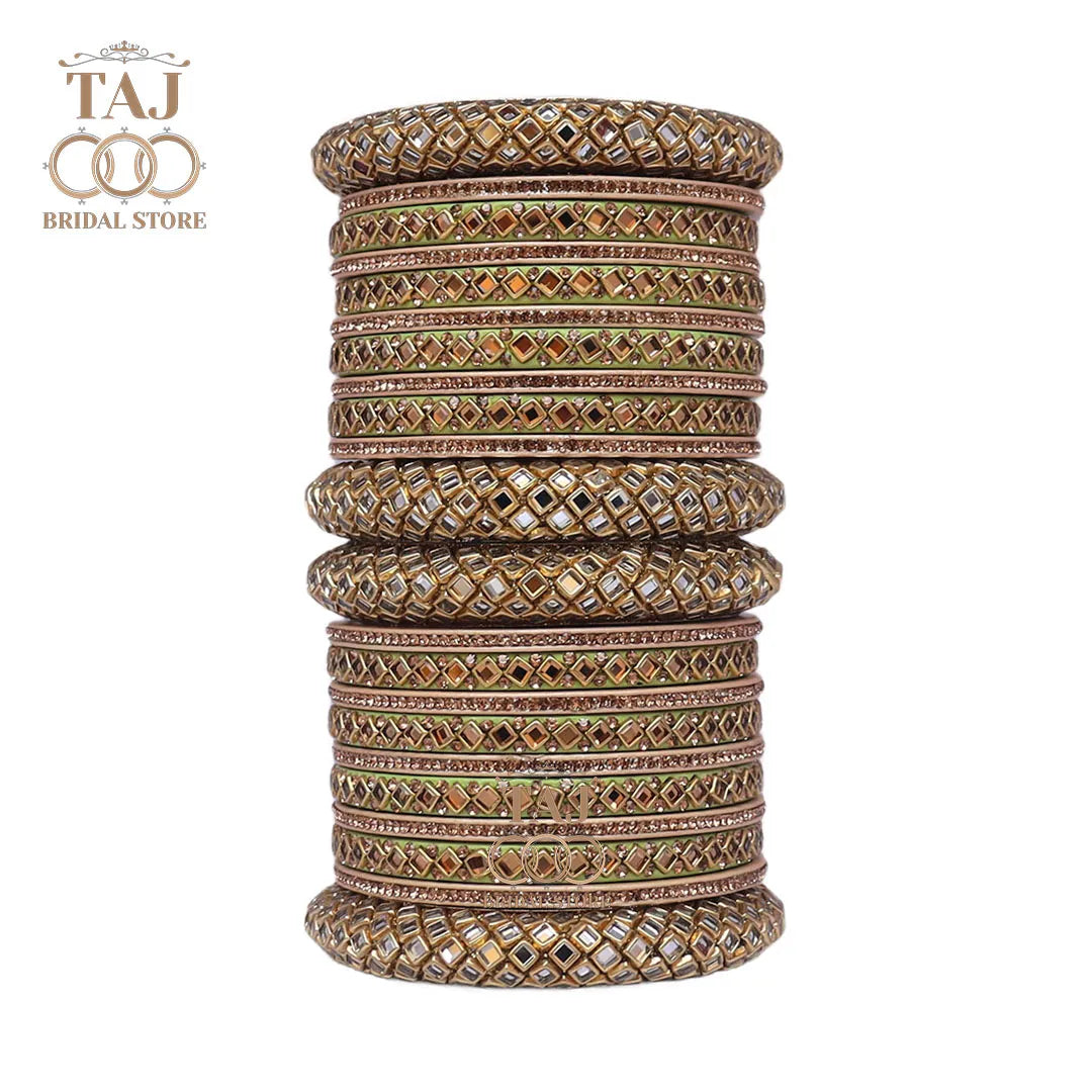 Lac Bangles for Bride with Beautiful Kundan Design Taj Bridal Store